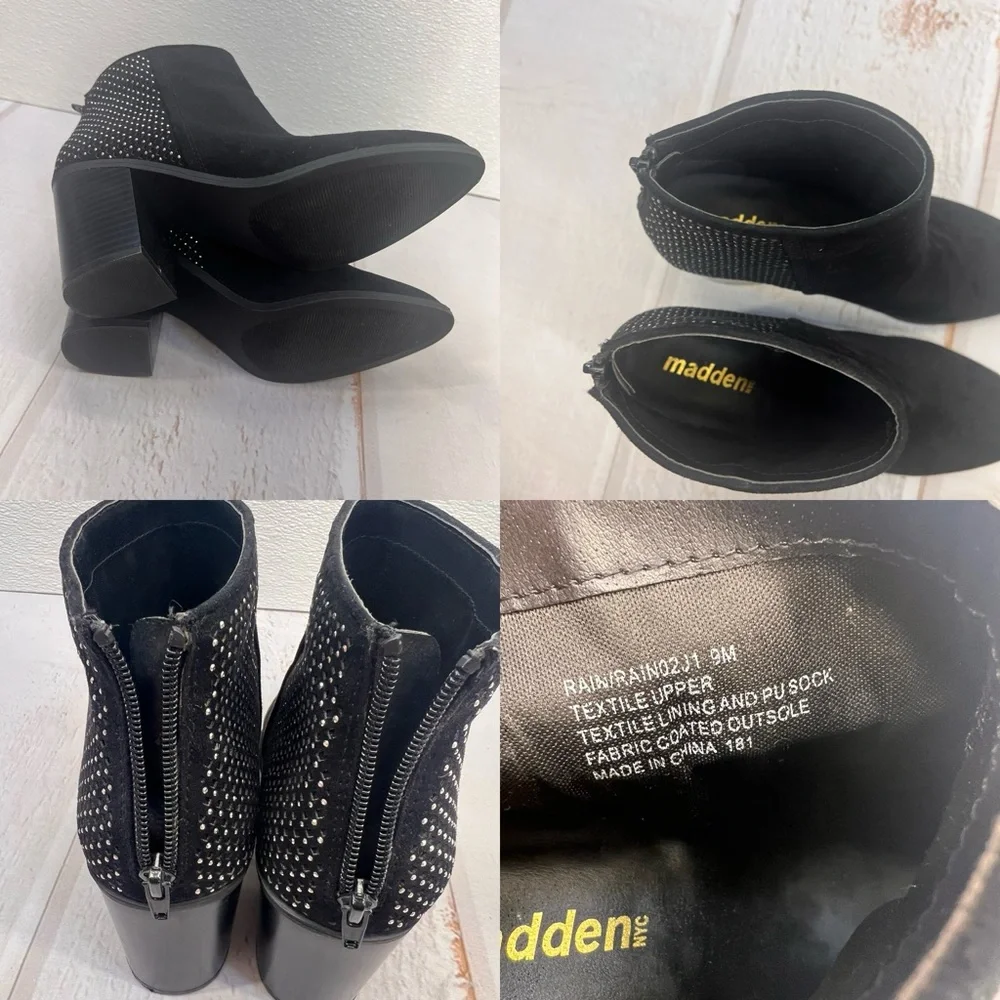 Madden NYC Women's Rain Zip Up‎ High Heel Ankle Boots Black Size 9